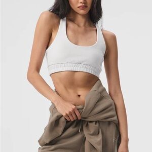 ALO Yoga White Scoop Neck Sweatshirt Bra